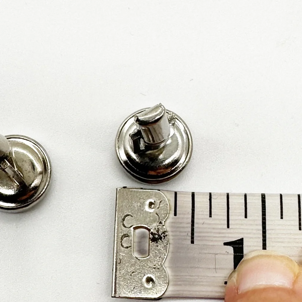 Vintage Silver Tone Smoke Grey Stone Round Cufflinks Unsigned